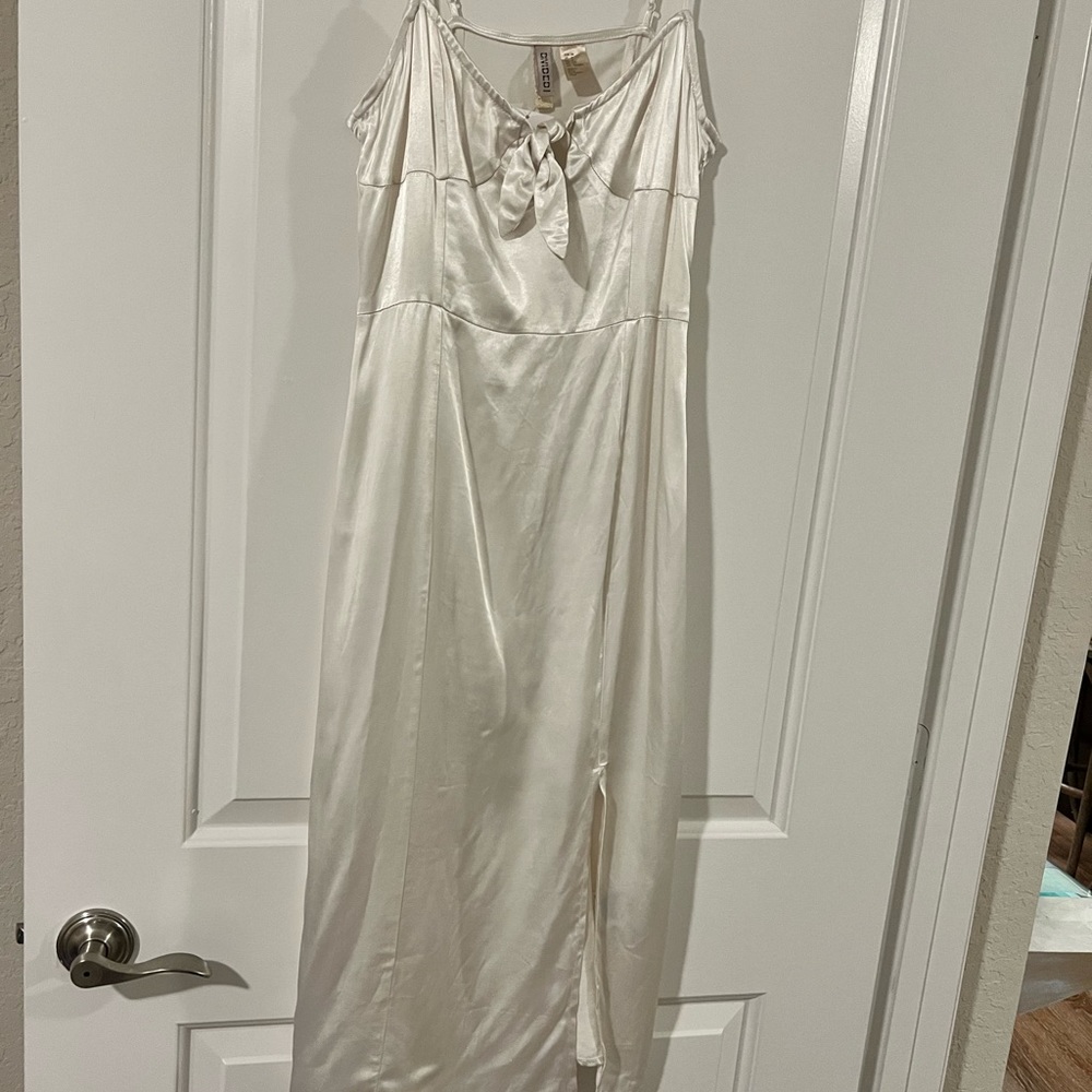 NWT H&M white satin midi dress